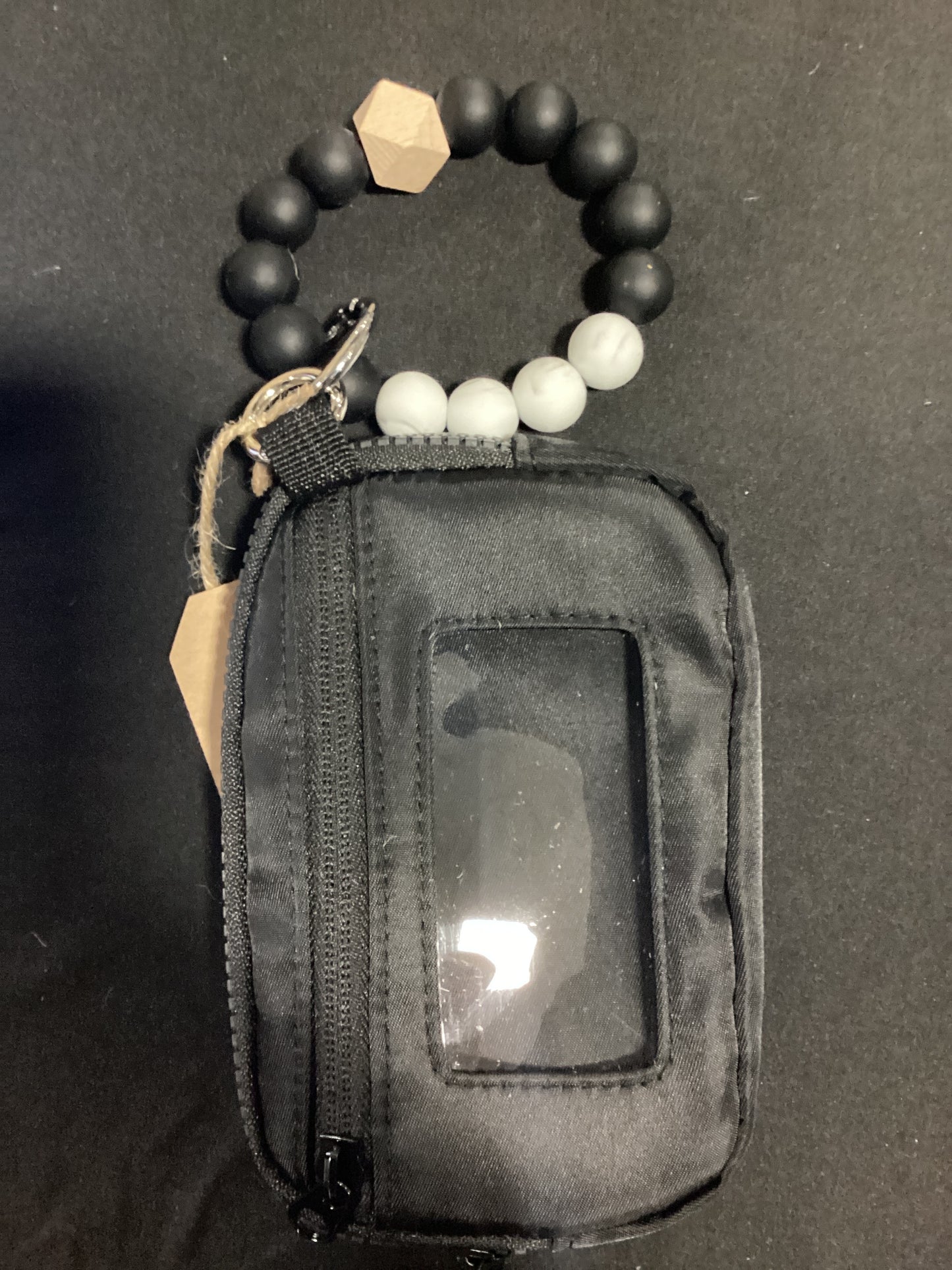 Wallet Silicone Bracelet Keyring (Black)