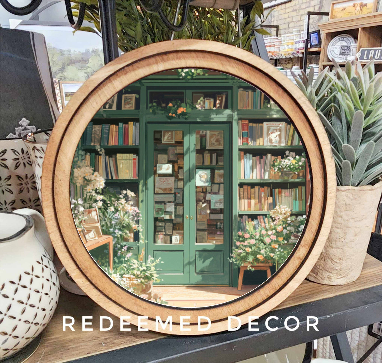 8" Round Book Store Art
