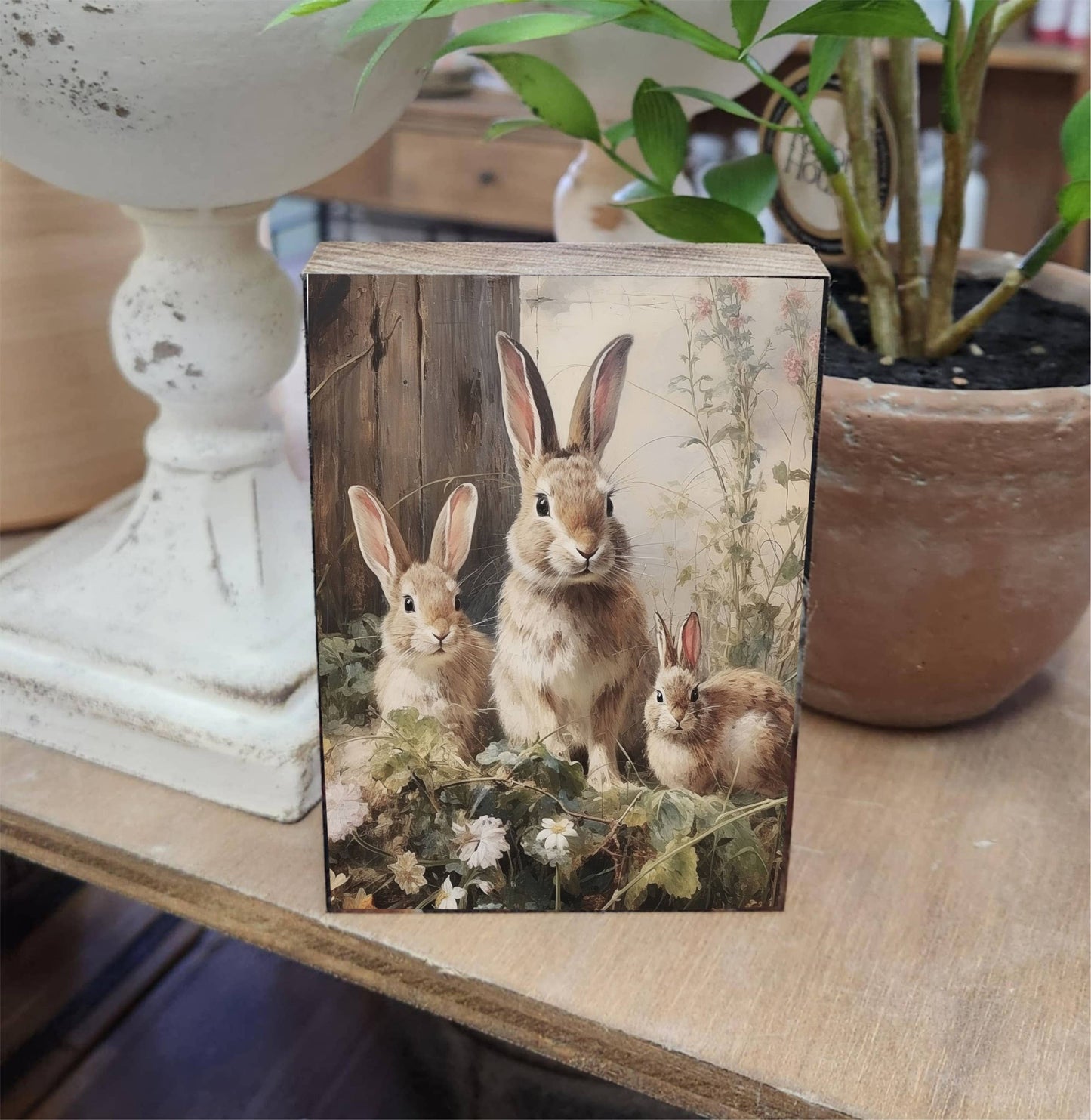 3.5x5" Printed Block Bunny Trio