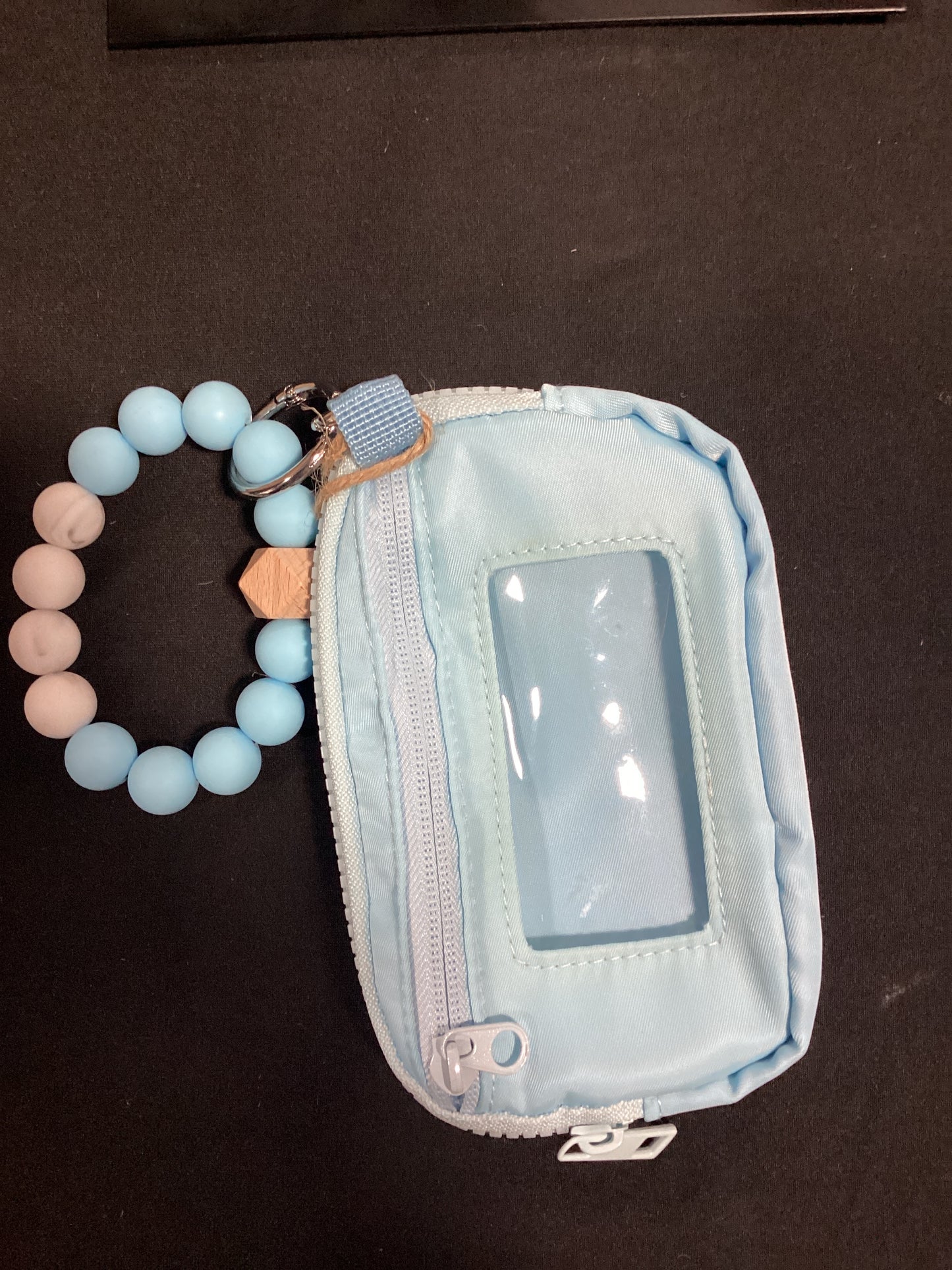 Light Blue Wallet with Silicone Bracelet Keyring