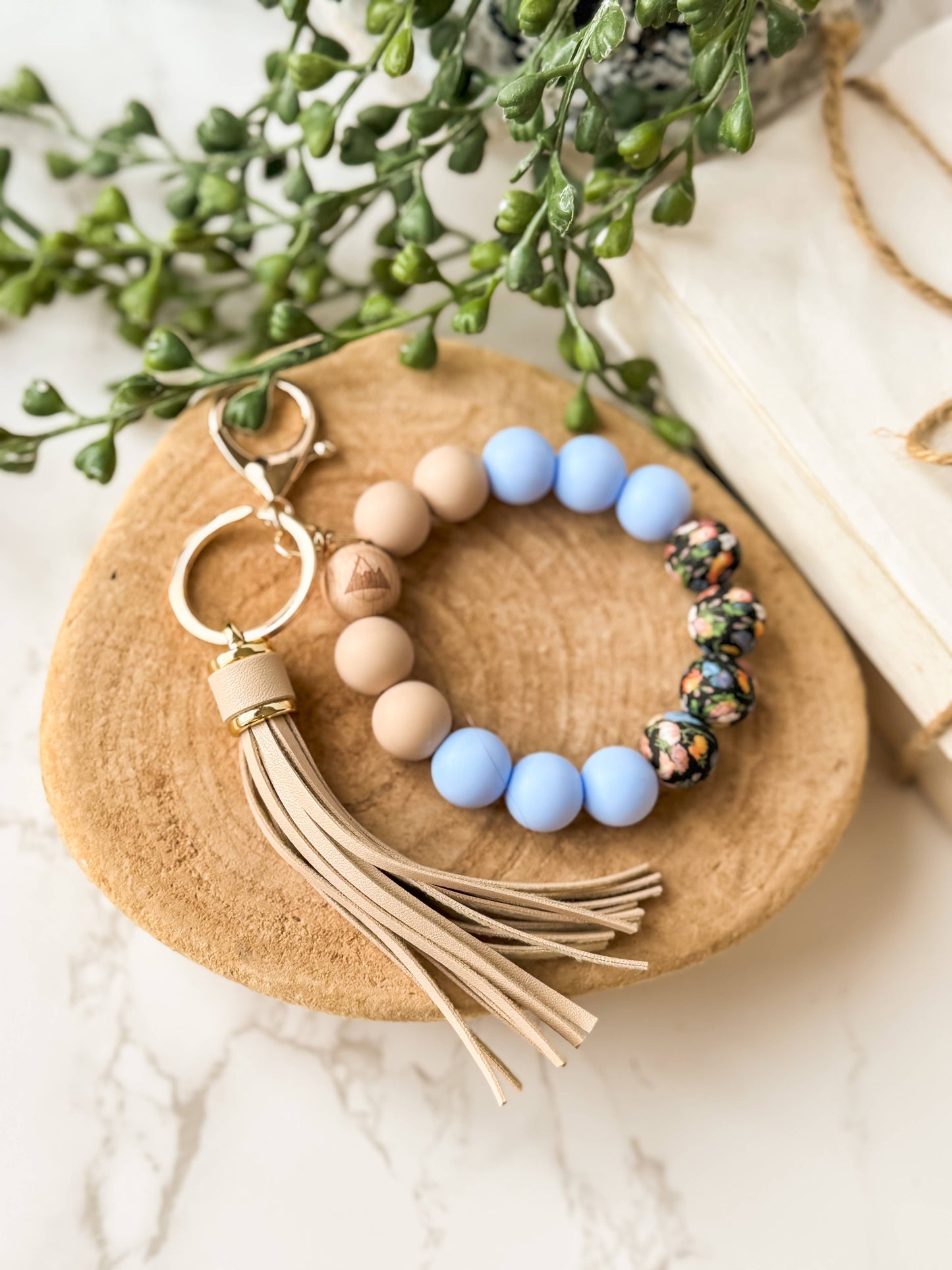 Silicone Beaded Wristlet Keychain