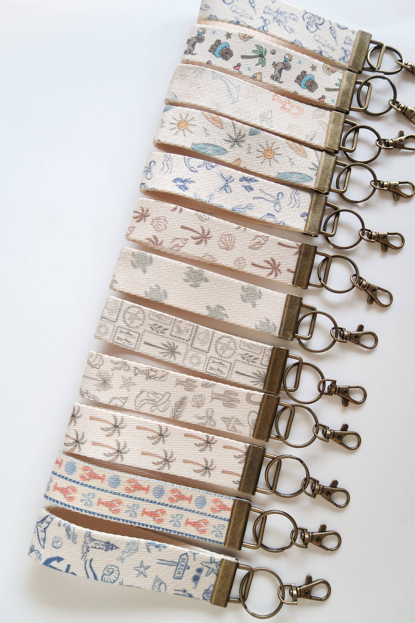 Summer Canvas Wrist Keychain Lanyard, Key Fob Wristlet