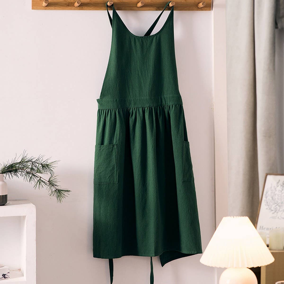 CWMM1832_Cotton Linen Household Kitchen Apron Work Apron