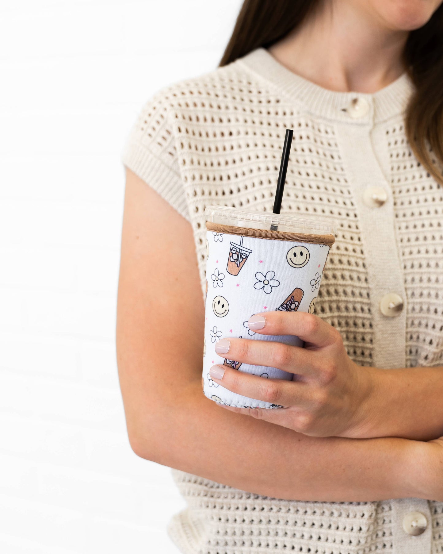 Iced Coffee Drink Sleeve, Beverage Cup Sleeve: #2 boho checker