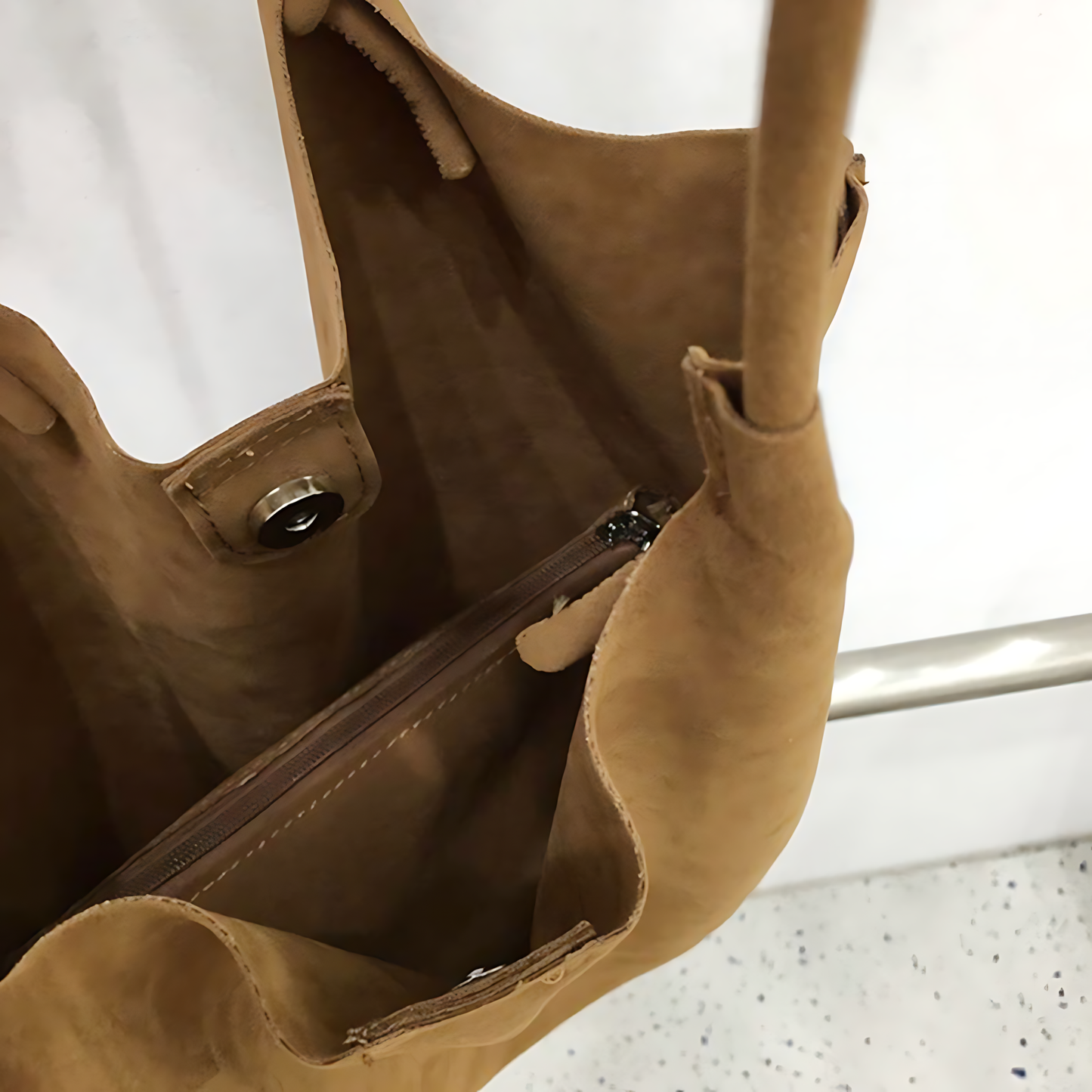 Vintage Faux Suede Tote–Soft &Spacious Shoulder Bag_CWAB4107