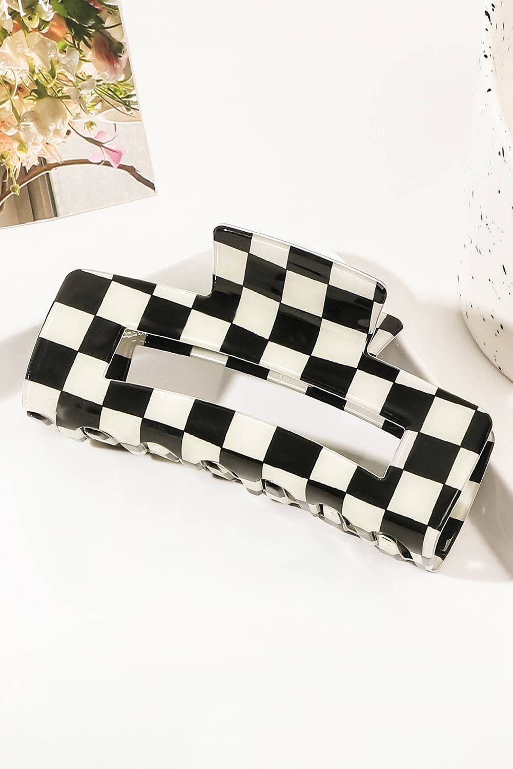 Checkered Print * Hollow Out Hair Clip | One size