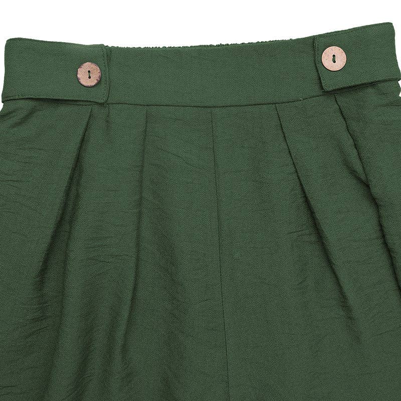 Solid Color Relaxed Fit Summer Shorts with Button Detail