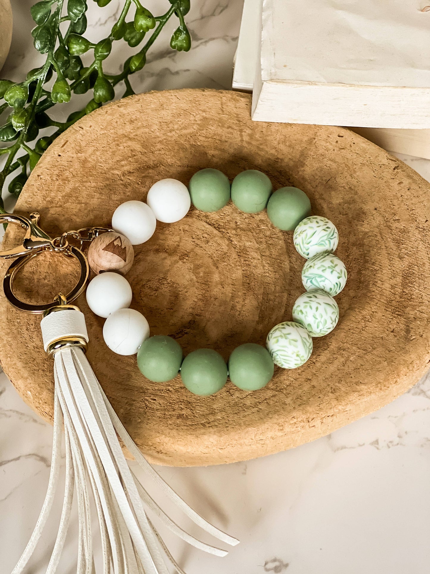 Silicone Beaded Wristlet Keychain