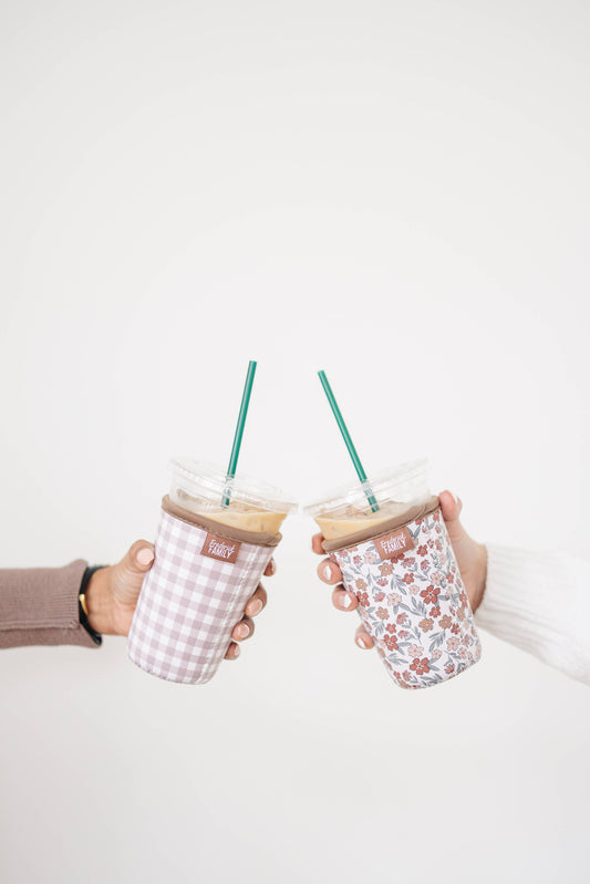 Iced Coffee Drink Sleeve, Beverage Cup Sleeve: #18 brown checker