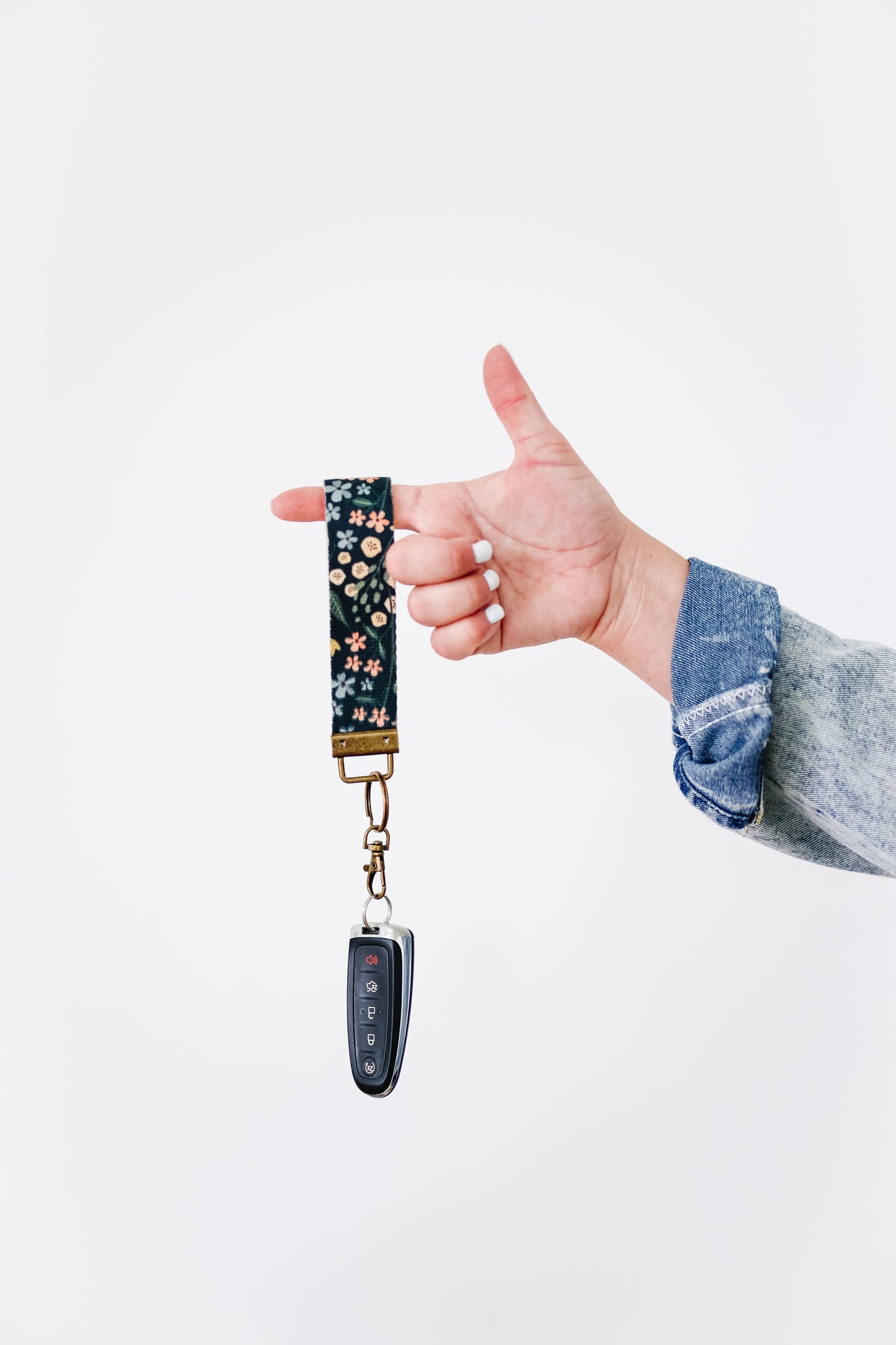 Canvas Wrist Keychain Lanyard, Key Wristlet: #65 bows coffee