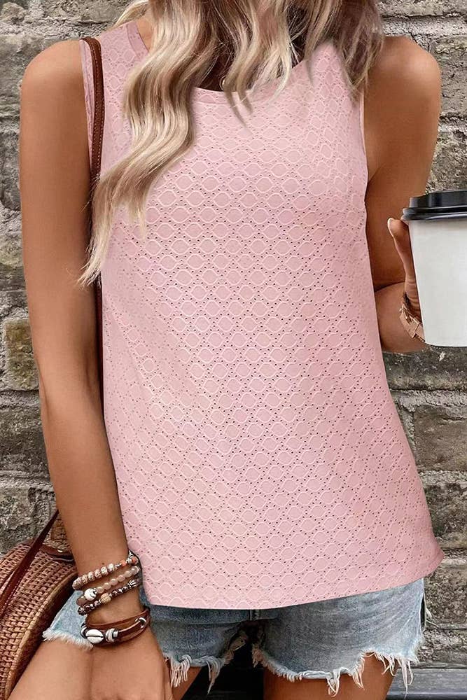 Solid Color Crew Neck Printed Tank Top HLL260