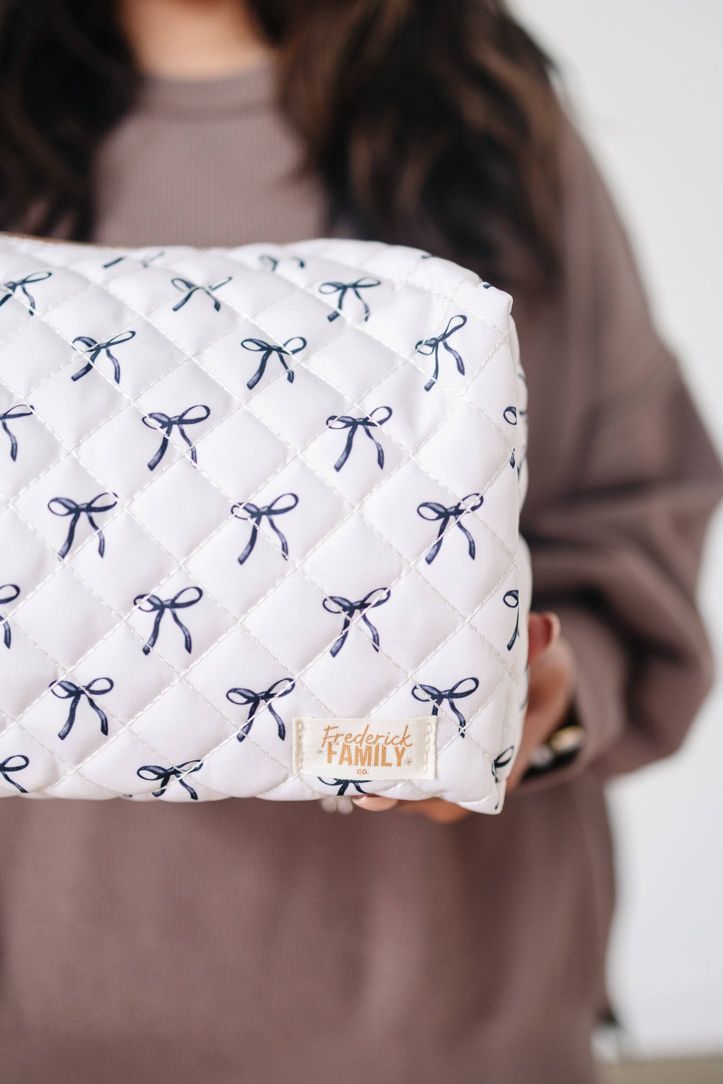 Quilted Carry All Pouch for Women – Large Makeup Organizer Bag, Stand Up Toiletry Case, Wide Zipper Opening, Cute Travel Pouch