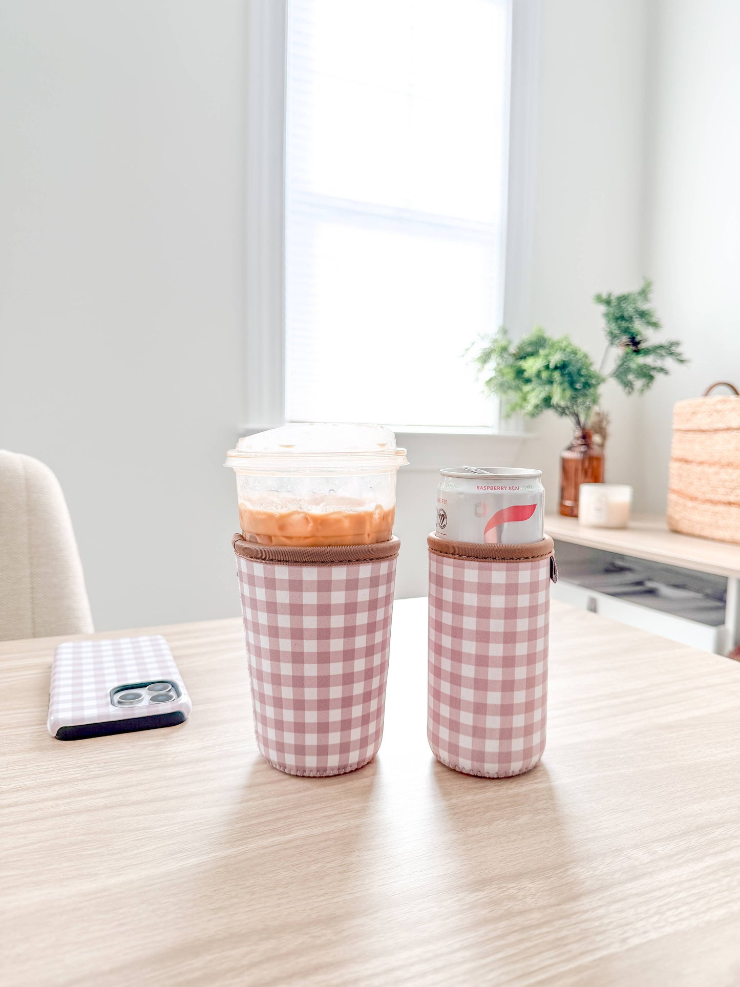 Iced Coffee Drink Sleeve, Beverage Cup Sleeve: #2 boho checker