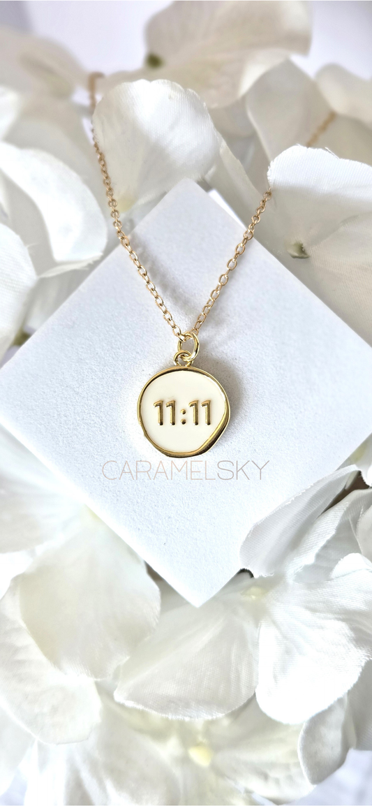 18k Gold-Plated 11:11 Angel Number Necklace, Spiritual Gift