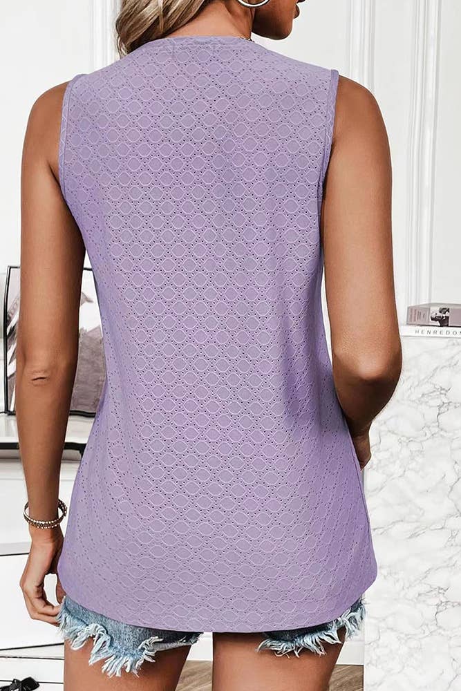 Solid Color Crew Neck Printed Tank Top HLL260