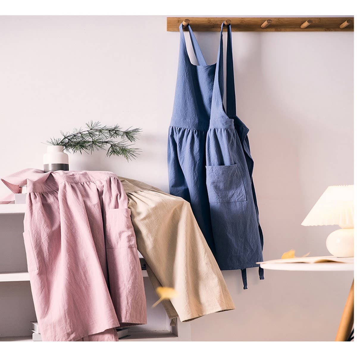 CWMM1832_Cotton Linen Household Kitchen Apron Work Apron