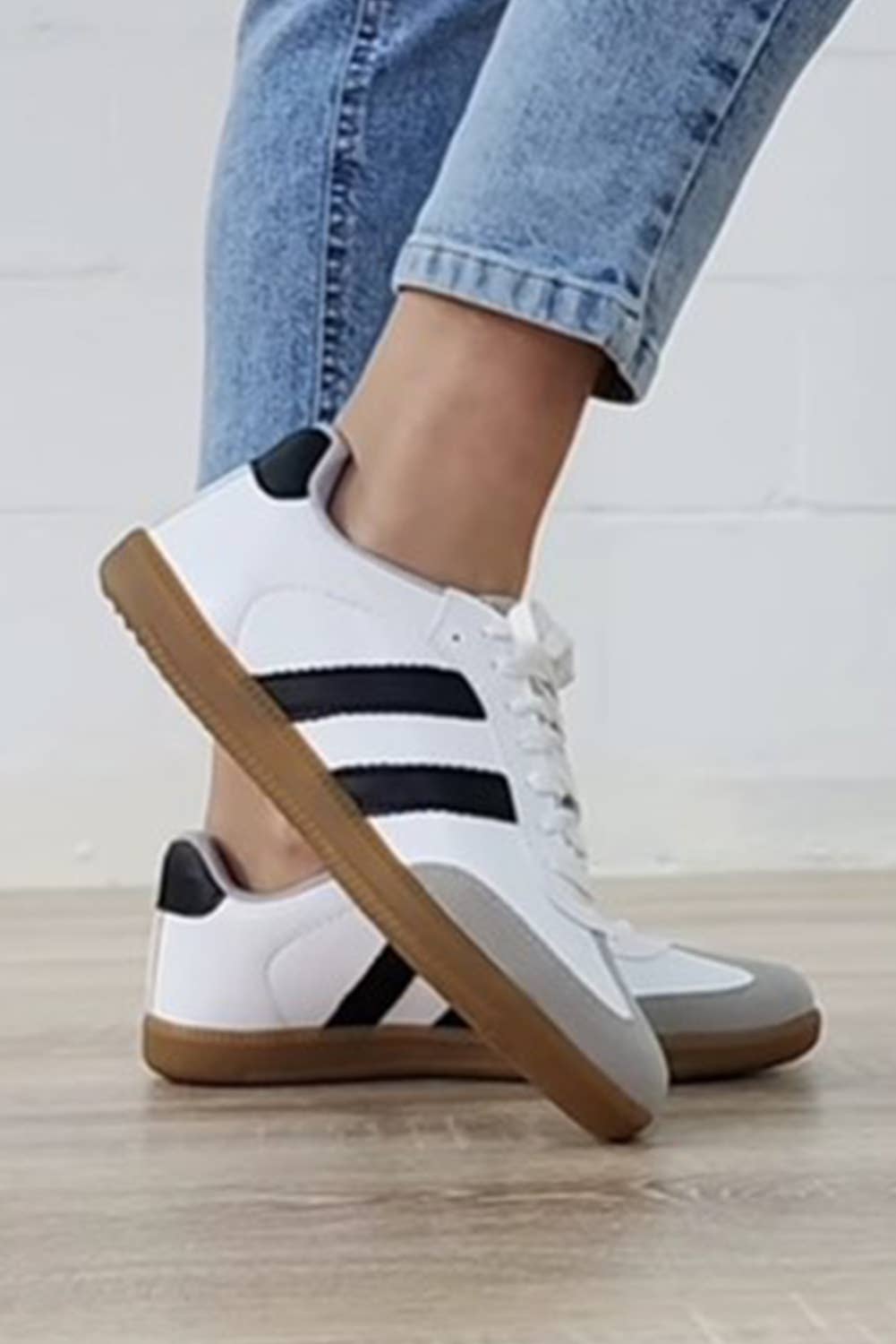 LDC Striped Lace-up Flat Sneakers