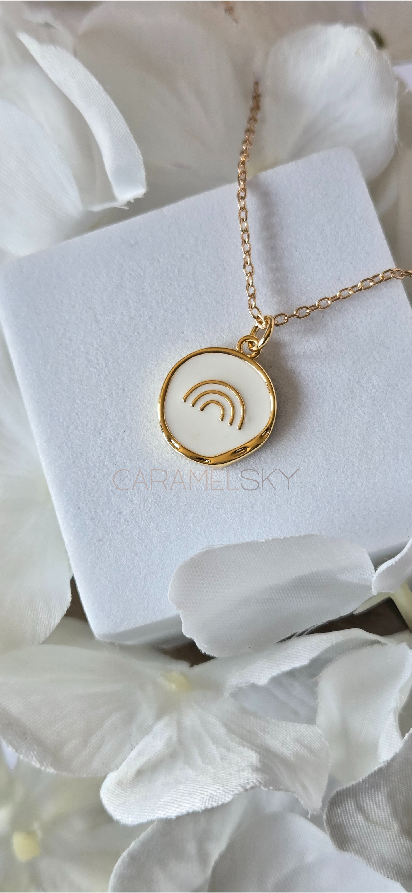 18K Gold Plated Rainbow Pendant Necklace, Christian Jewelry