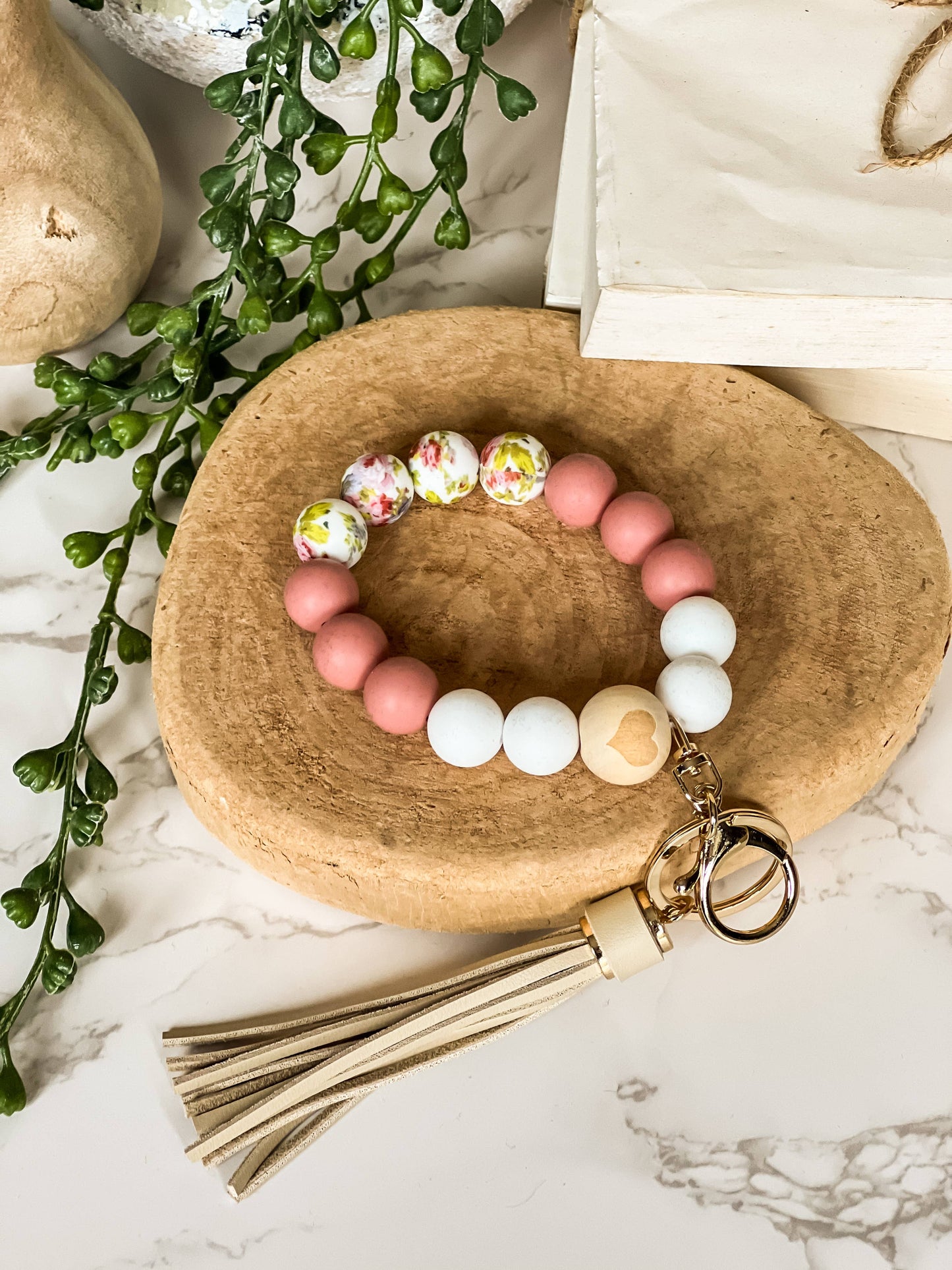 Silicone Beaded Wristlet Keychain