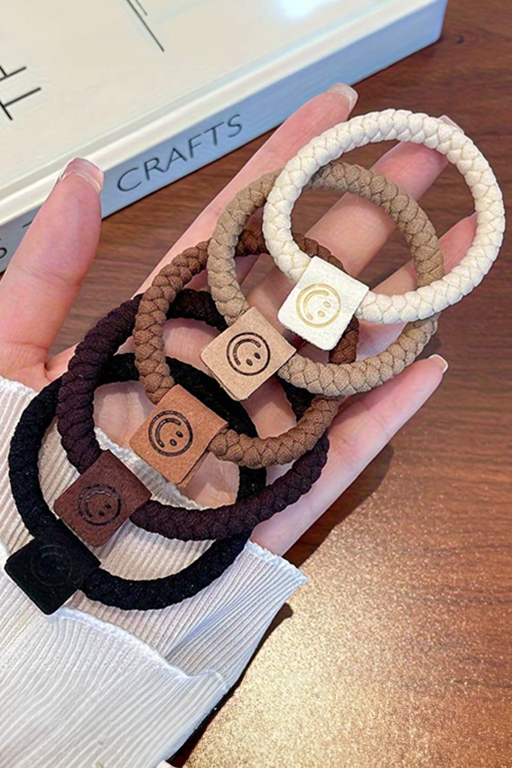 Smile Face Decor Braided Hair Ties | 5pcs