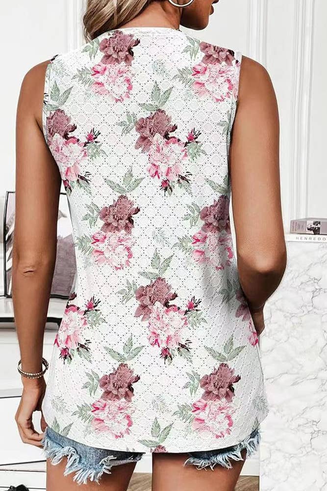 Solid Color Crew Neck Printed Tank Top HLL260