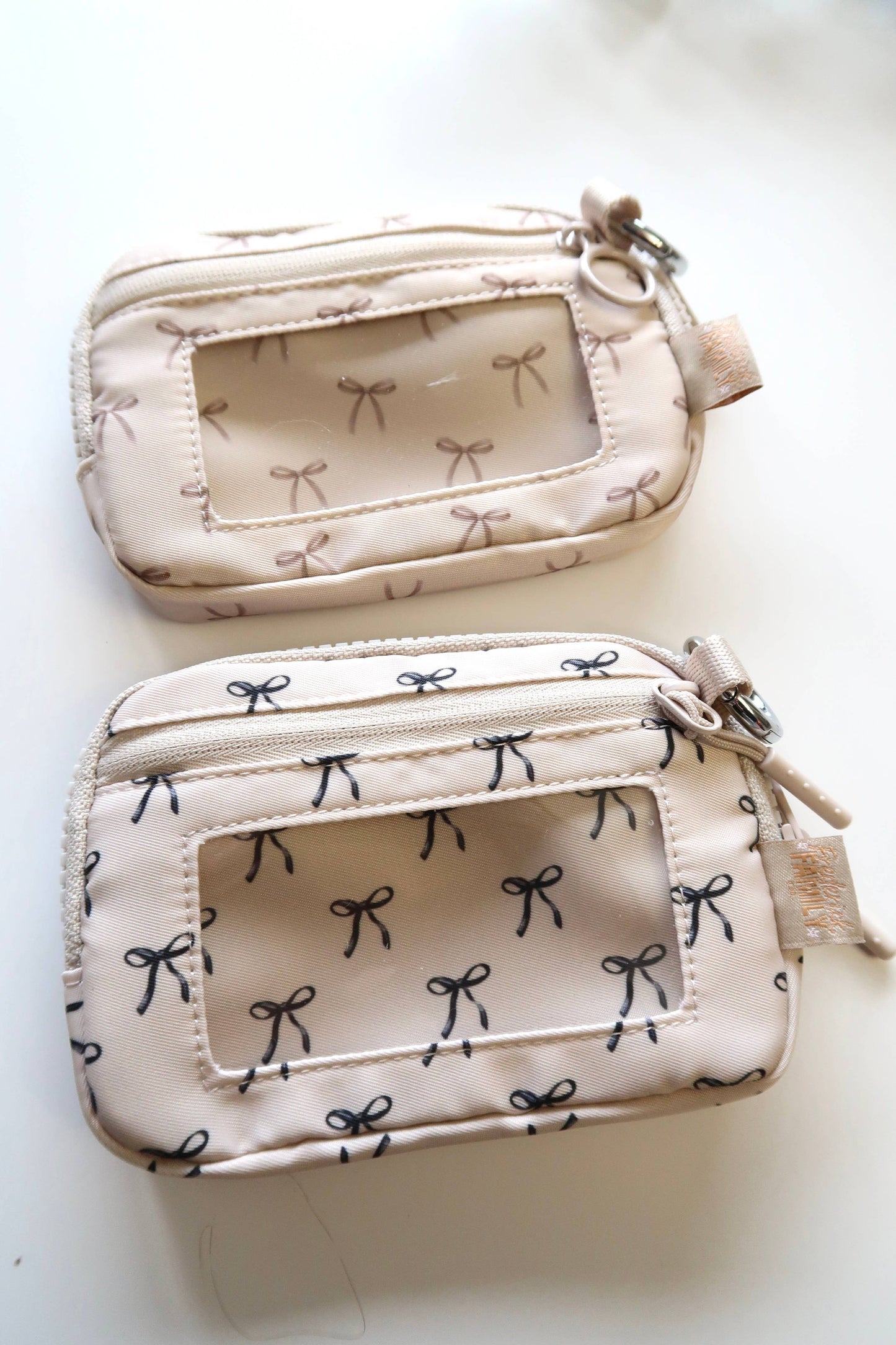 Bow Keychain Wallet with Wrist Lanyard, Compact Card Holder