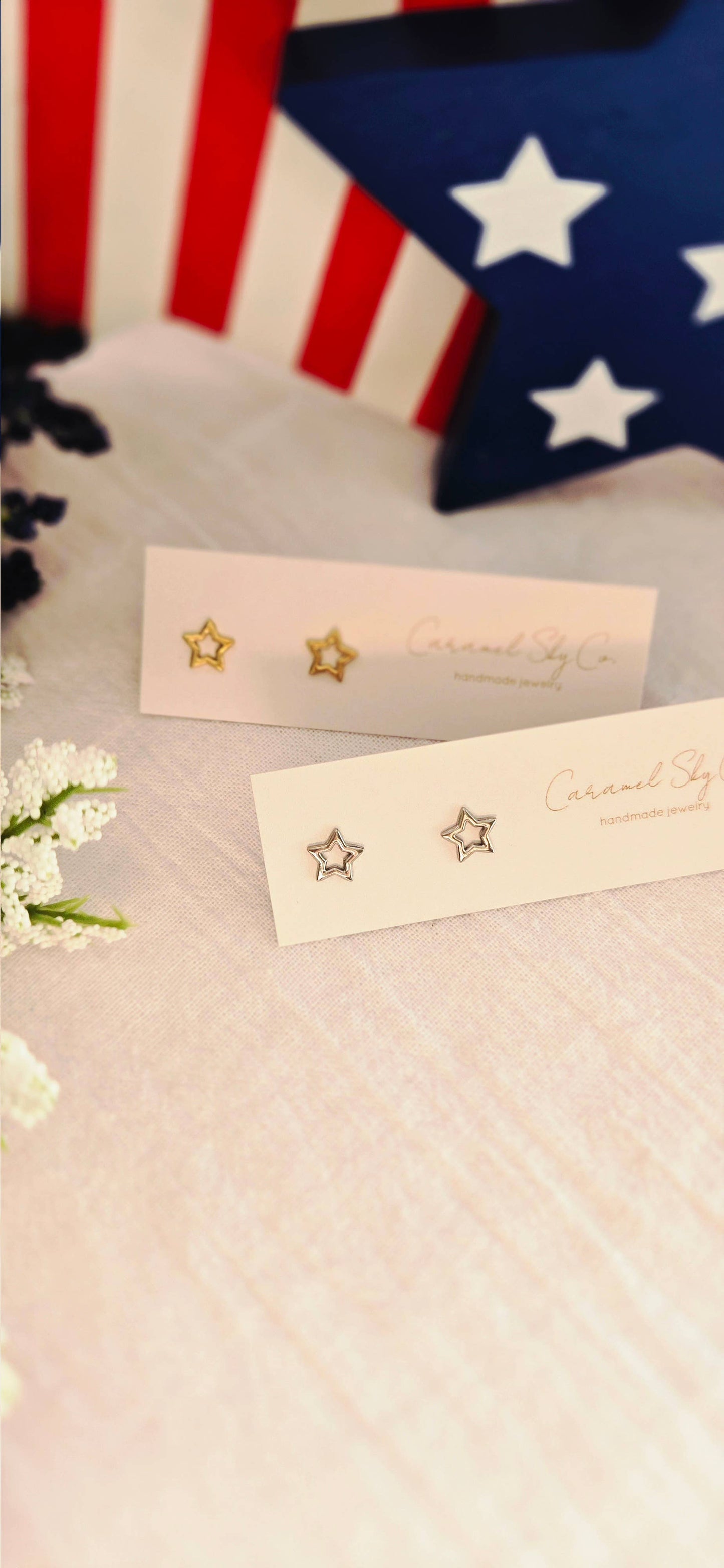Open Star Stainless Steel Studs, Minimalist Stud Earrings