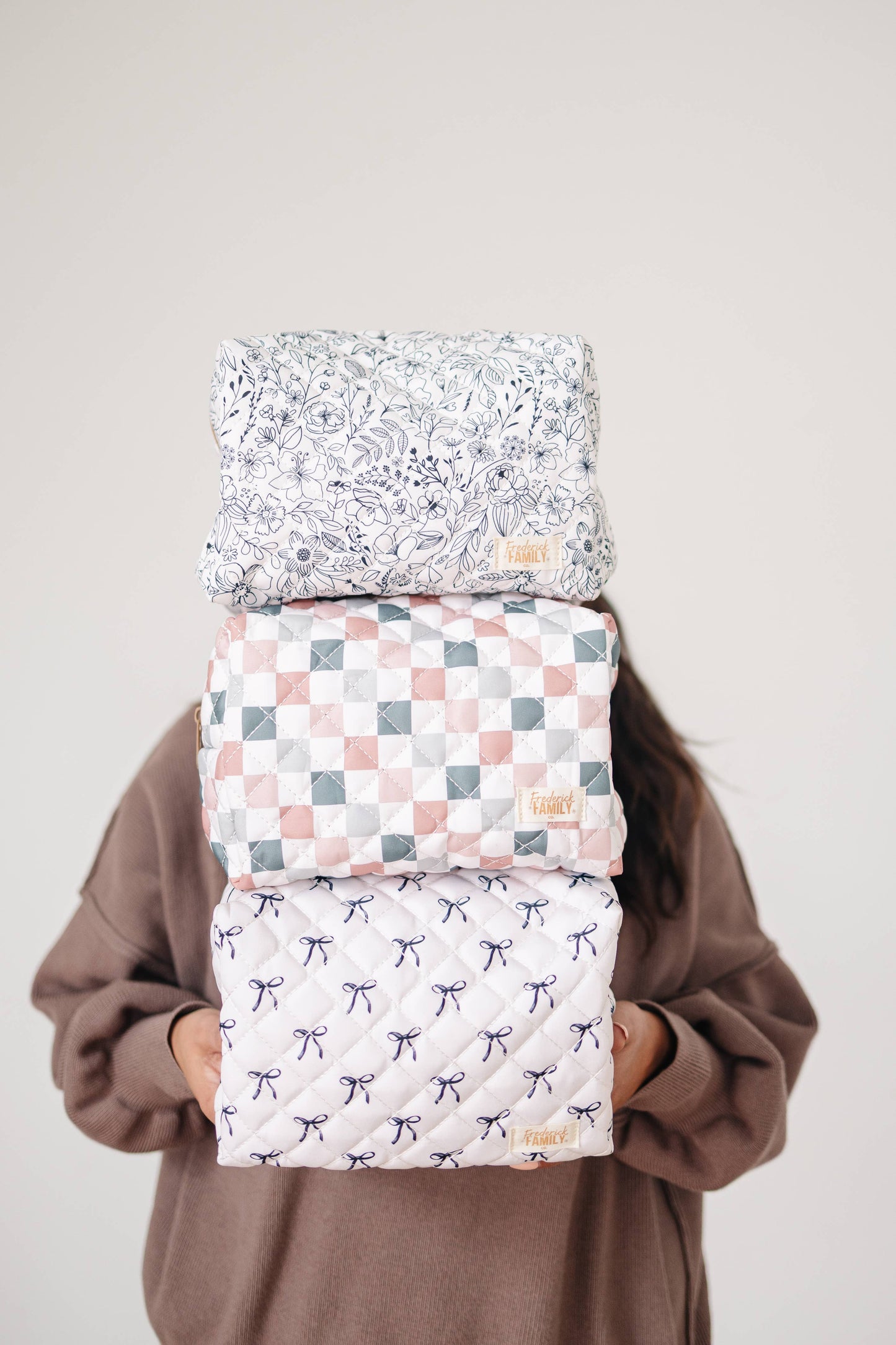 Quilted Carry All Pouch for Women – Large Makeup Organizer Bag, Stand Up Toiletry Case, Wide Zipper Opening, Cute Travel Pouch