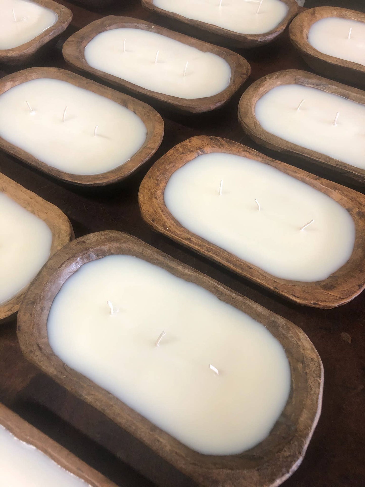 20 oz Hand Carved Wooden Dough Bowl Candle