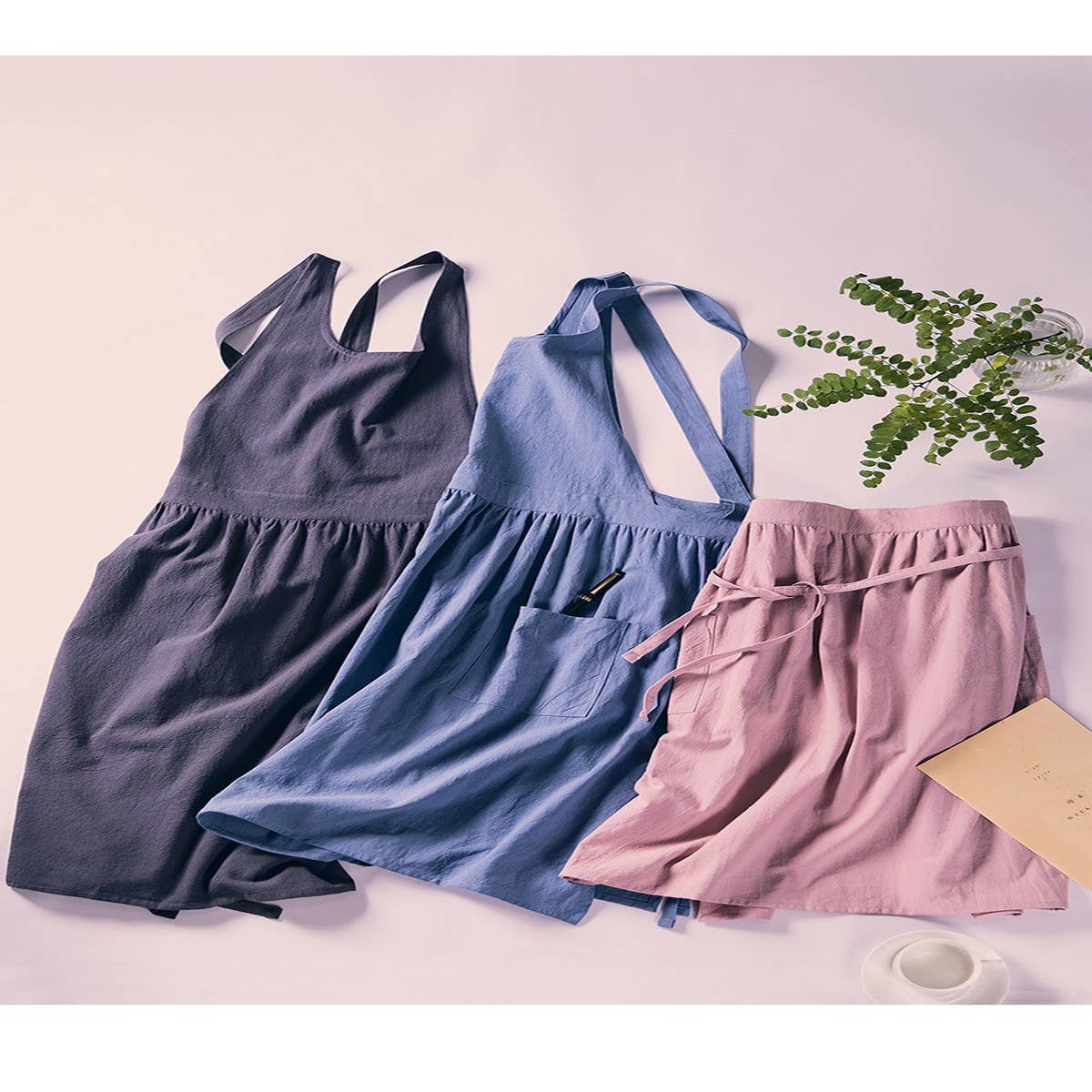 CWMM1832_Cotton Linen Household Kitchen Apron Work Apron