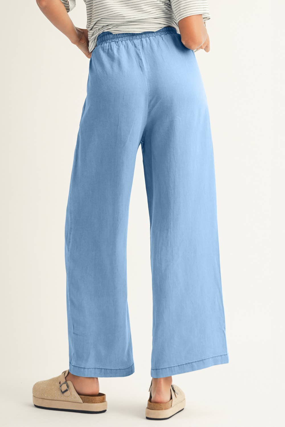 LDC Drawstring High Waist Wide Leg Denim Pants