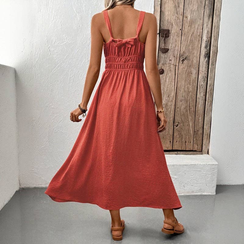 2026 Sleeveless Textured Pleated Summer Maxi Dress