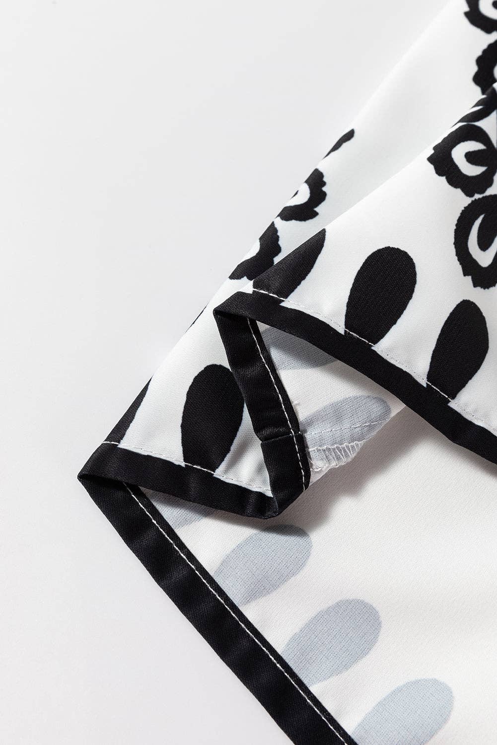 Black Tribal Geometric Print Belted High Waist Casual Shorts