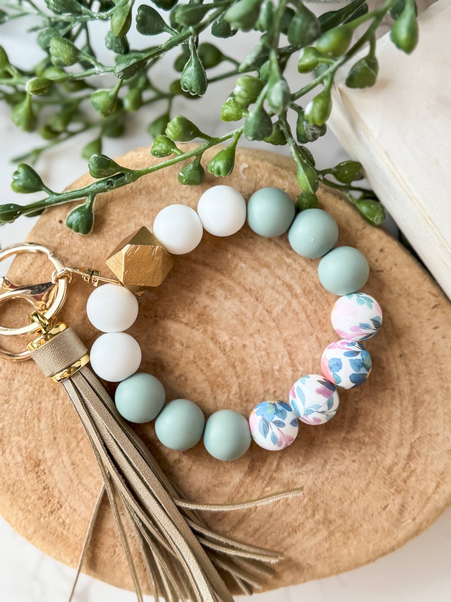 Silicone Beaded Wristlet Keychain