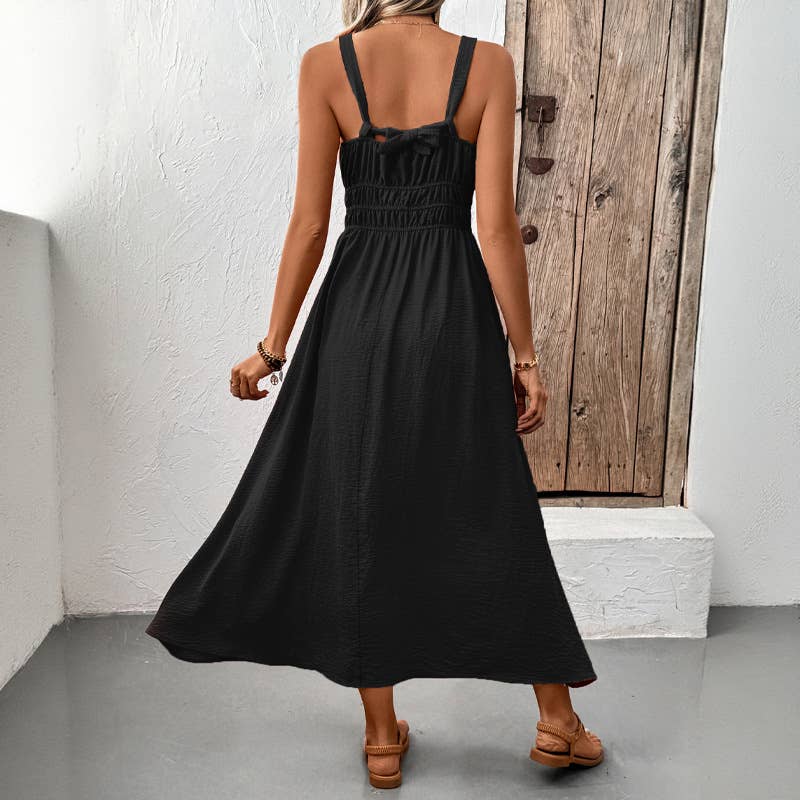 2026 Sleeveless Textured Pleated Summer Maxi Dress