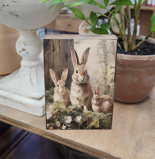 3.5x5" Printed Block Bunny Trio