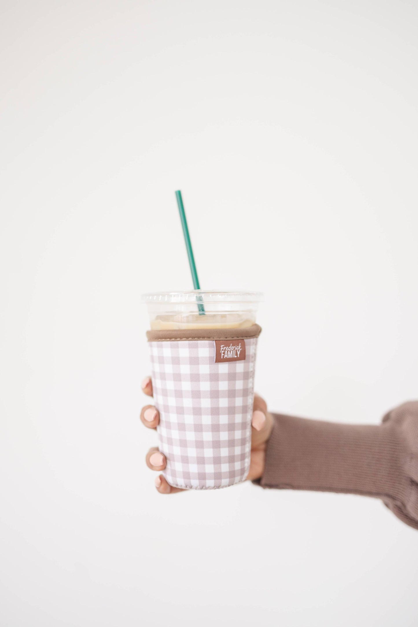 Iced Coffee Drink Sleeve, Beverage Cup Sleeve: #5 beige checker