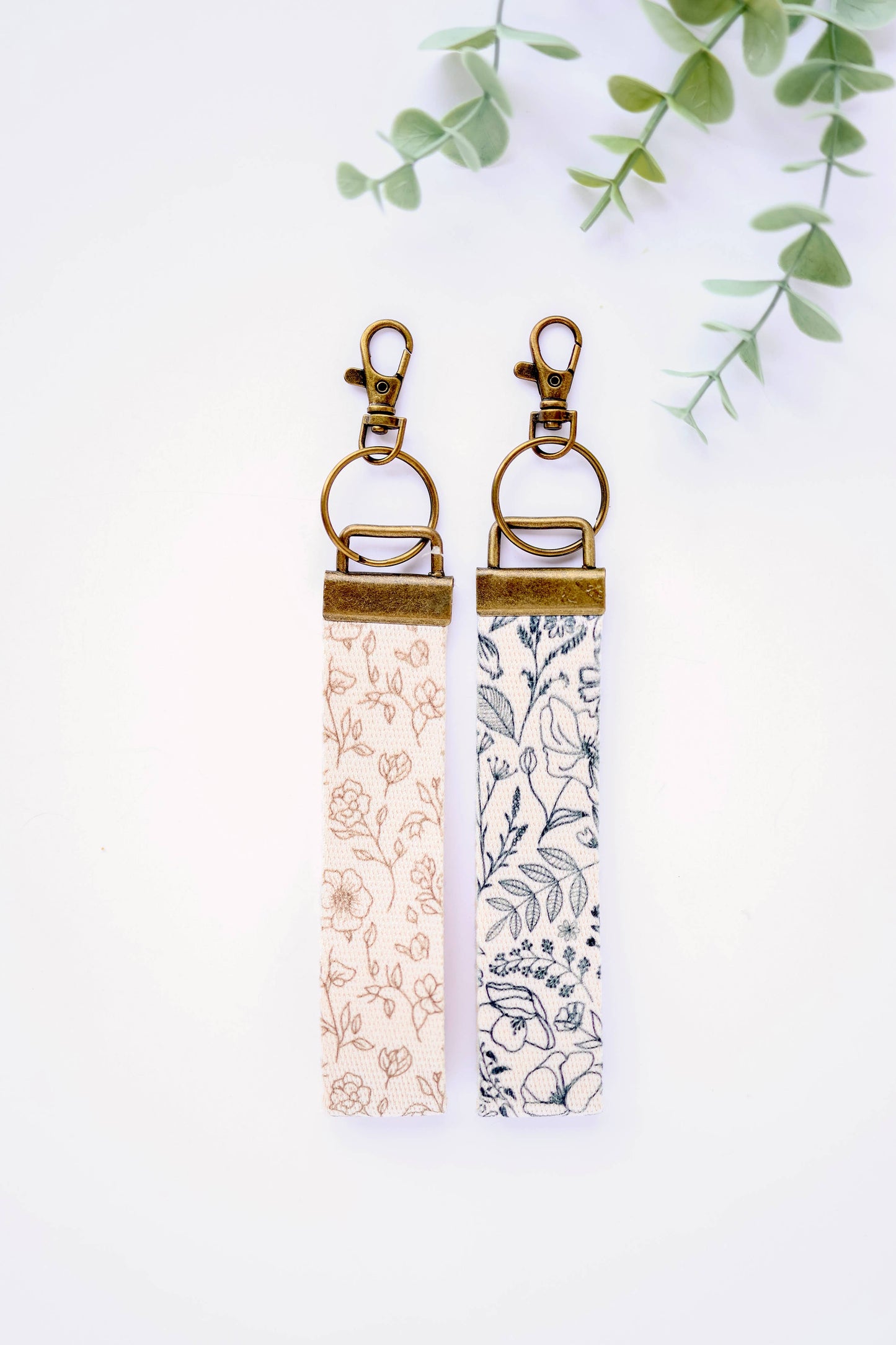 Canvas Wrist Keychain Lanyard, Key Wristlet: #51 boho smiley