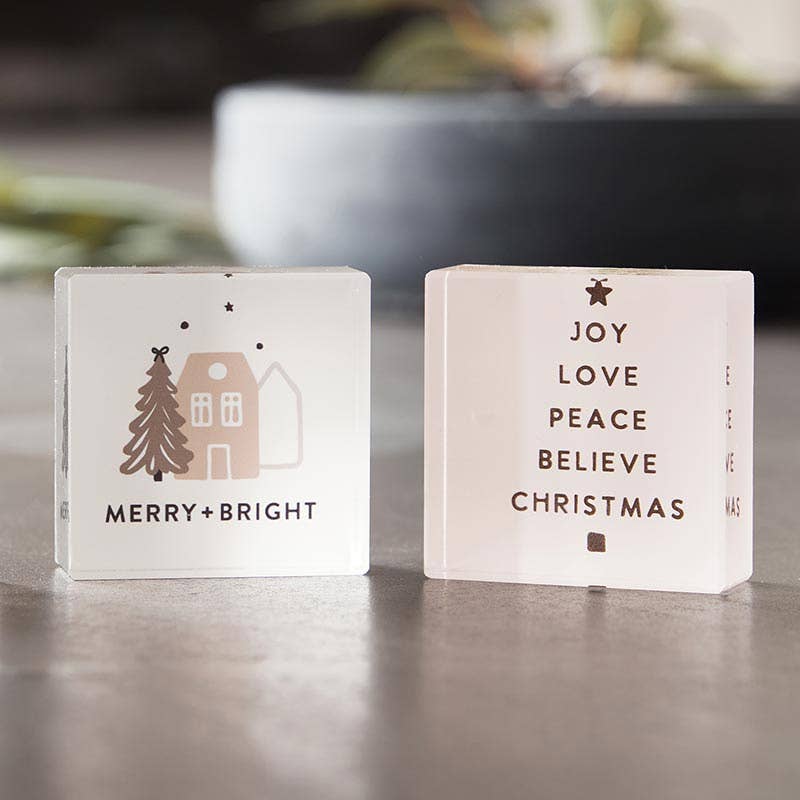 Mini Lucite Block - Merry + Bright