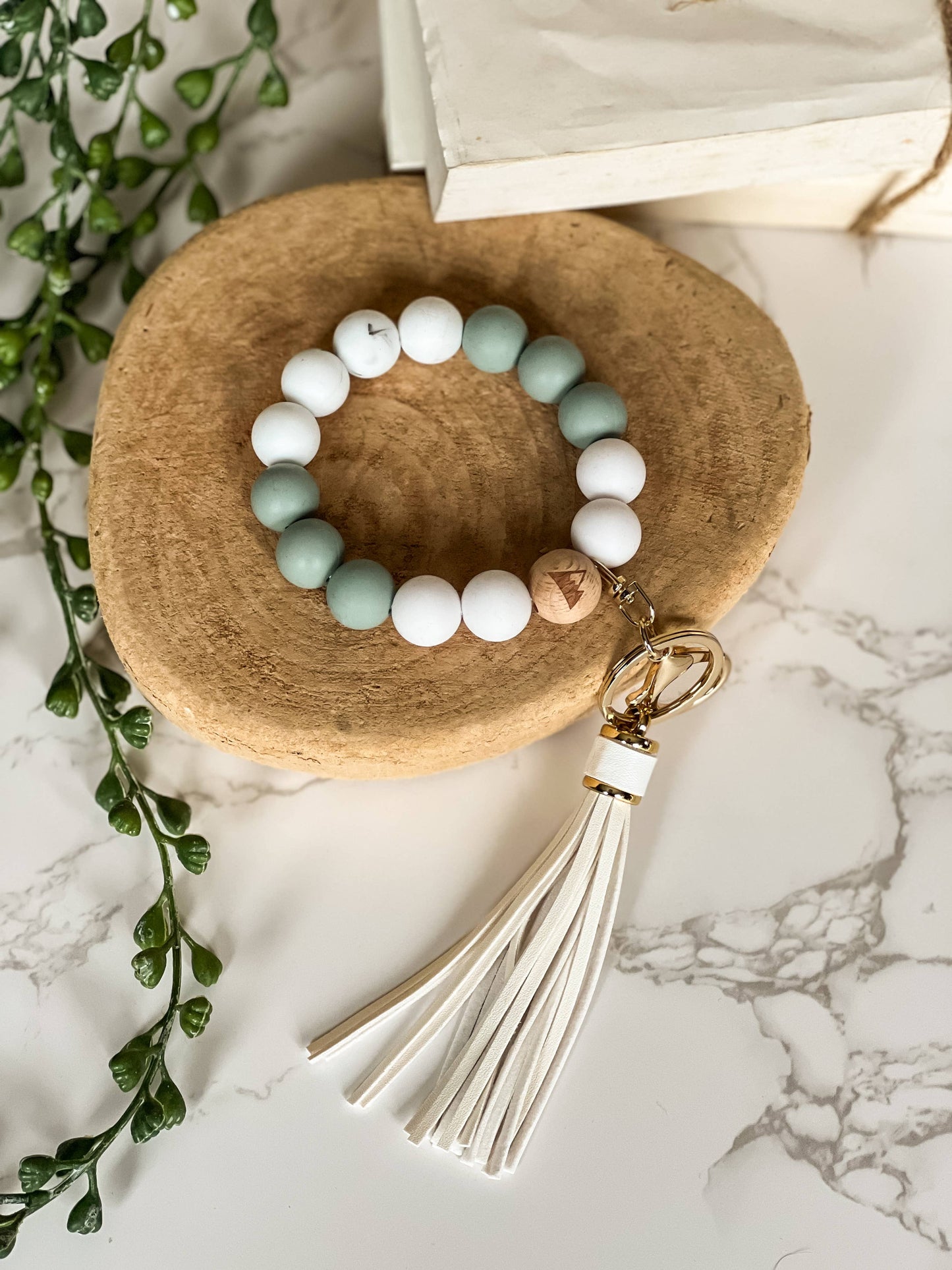 Silicone Beaded Wristlet Keychain