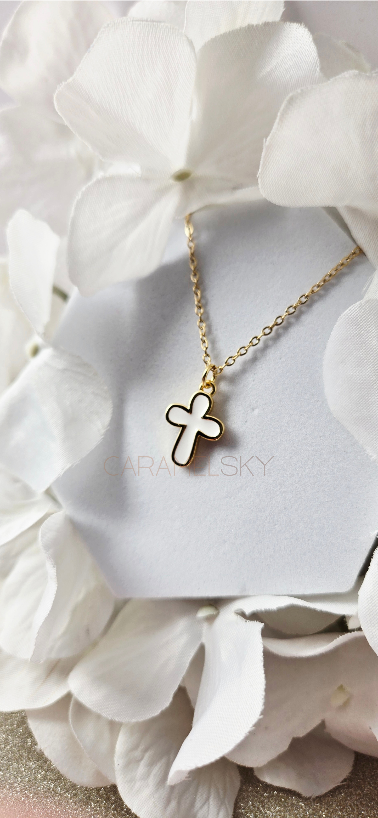 Enamel Cross Necklace – Minimalist Christian Jewelry