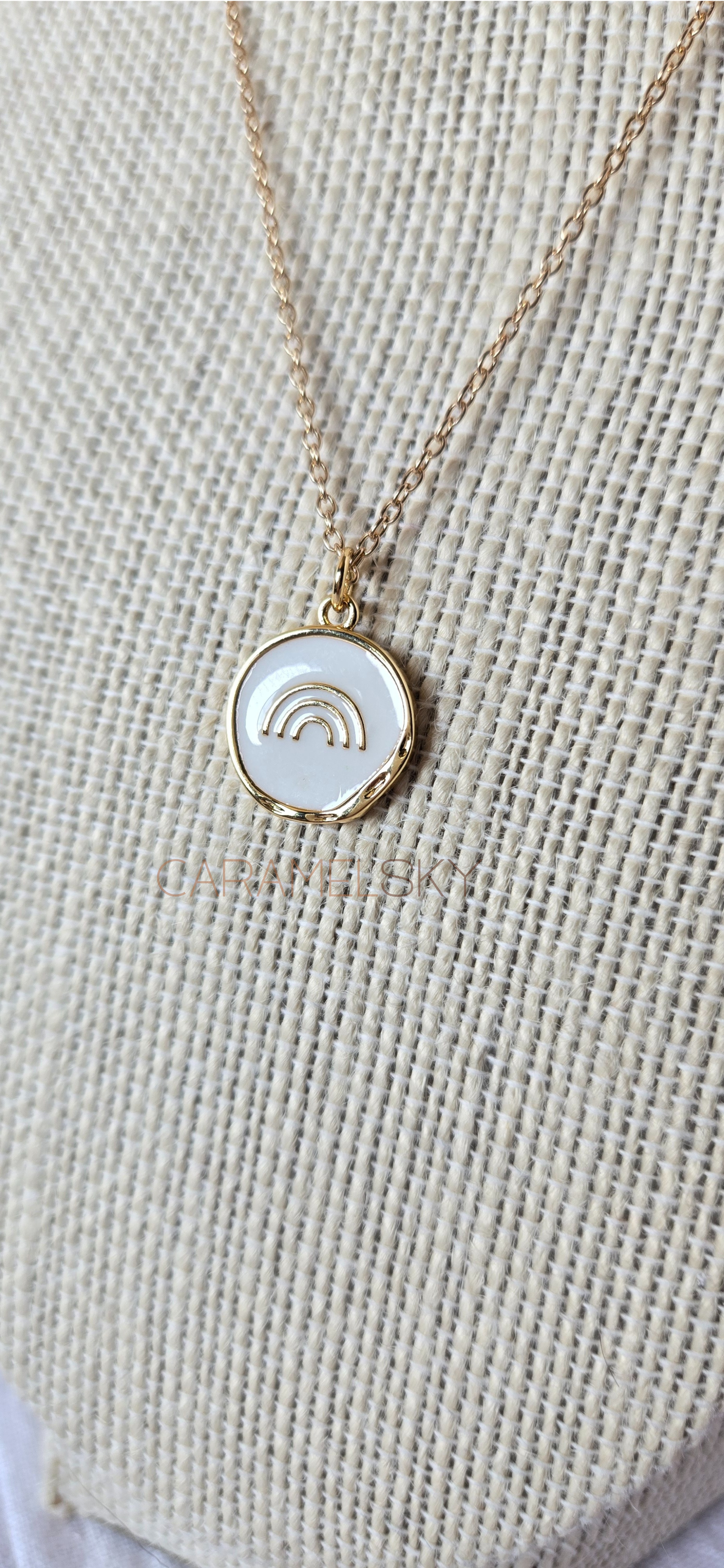 18K Gold Plated Rainbow Pendant Necklace, Christian Jewelry