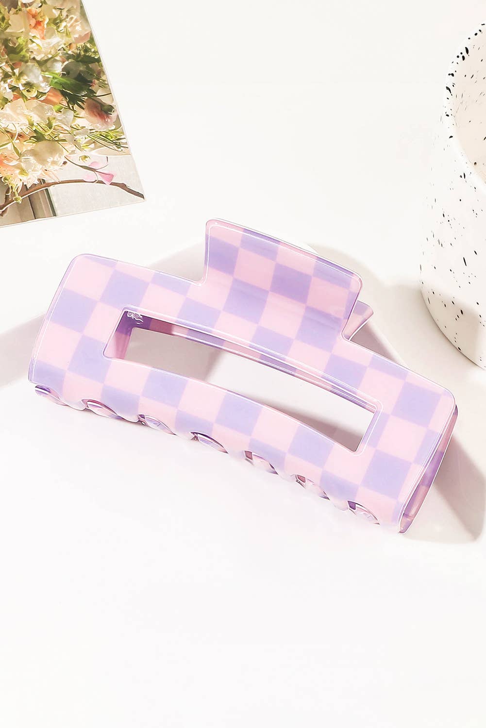 Checkered Print * Hollow Out Hair Clip | One size
