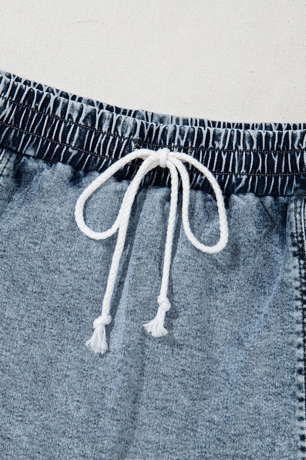 High Waist Drawstring Pocketed Denim Skort shorts