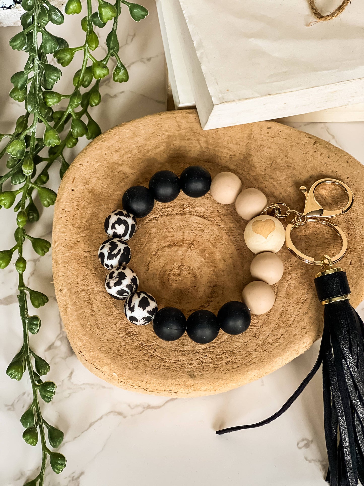 Silicone Beaded Wristlet Keychain