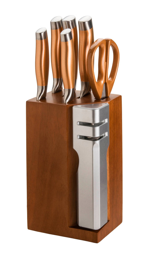 7PC STAINLESS STEEL KNIFE SET WITH DETACHABLE SHARPENER