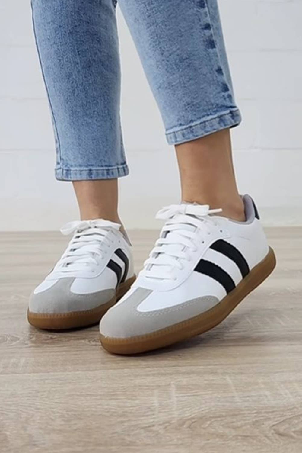 LDC Striped Lace-up Flat Sneakers