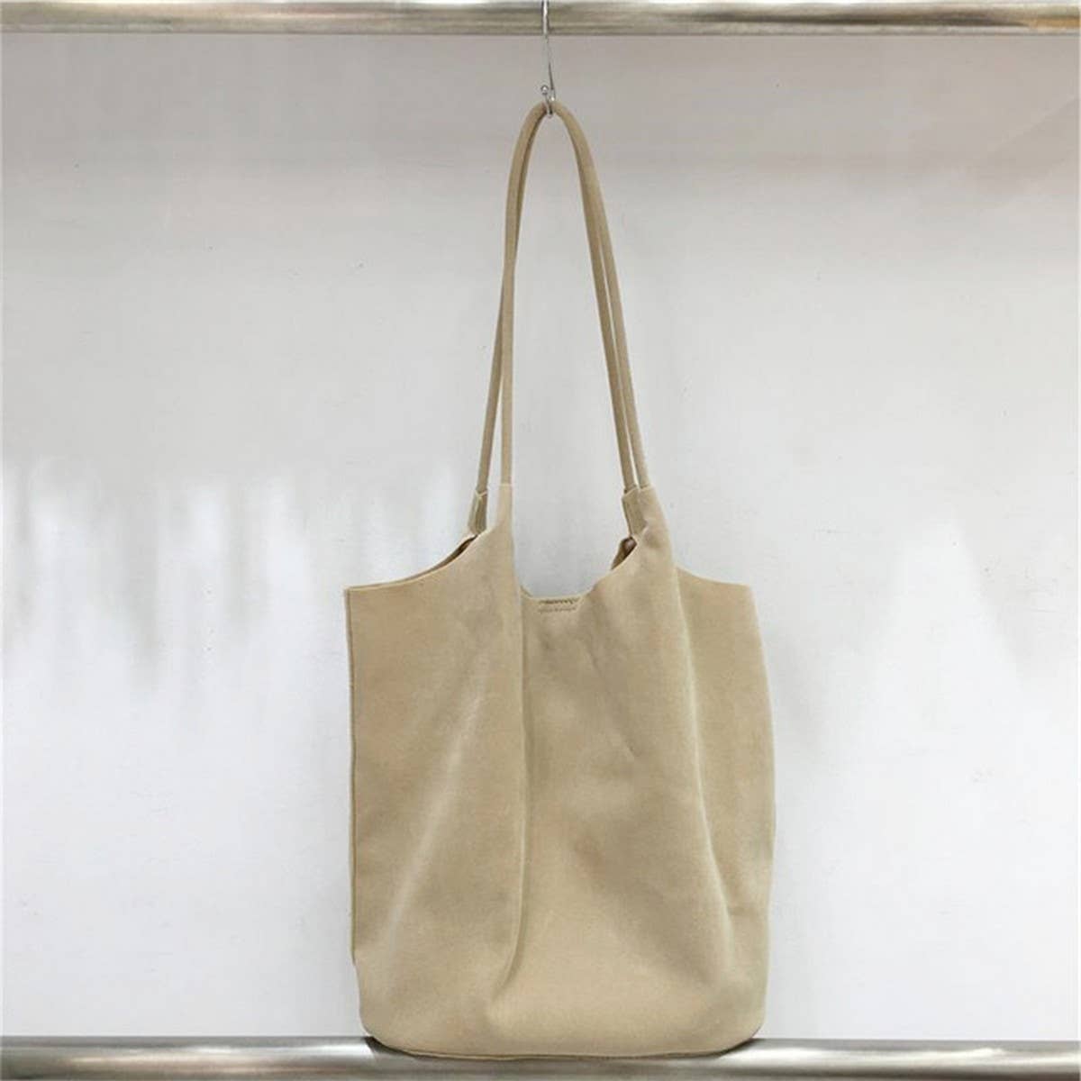 Vintage Faux Suede Tote–Soft &Spacious Shoulder Bag_CWAB4107