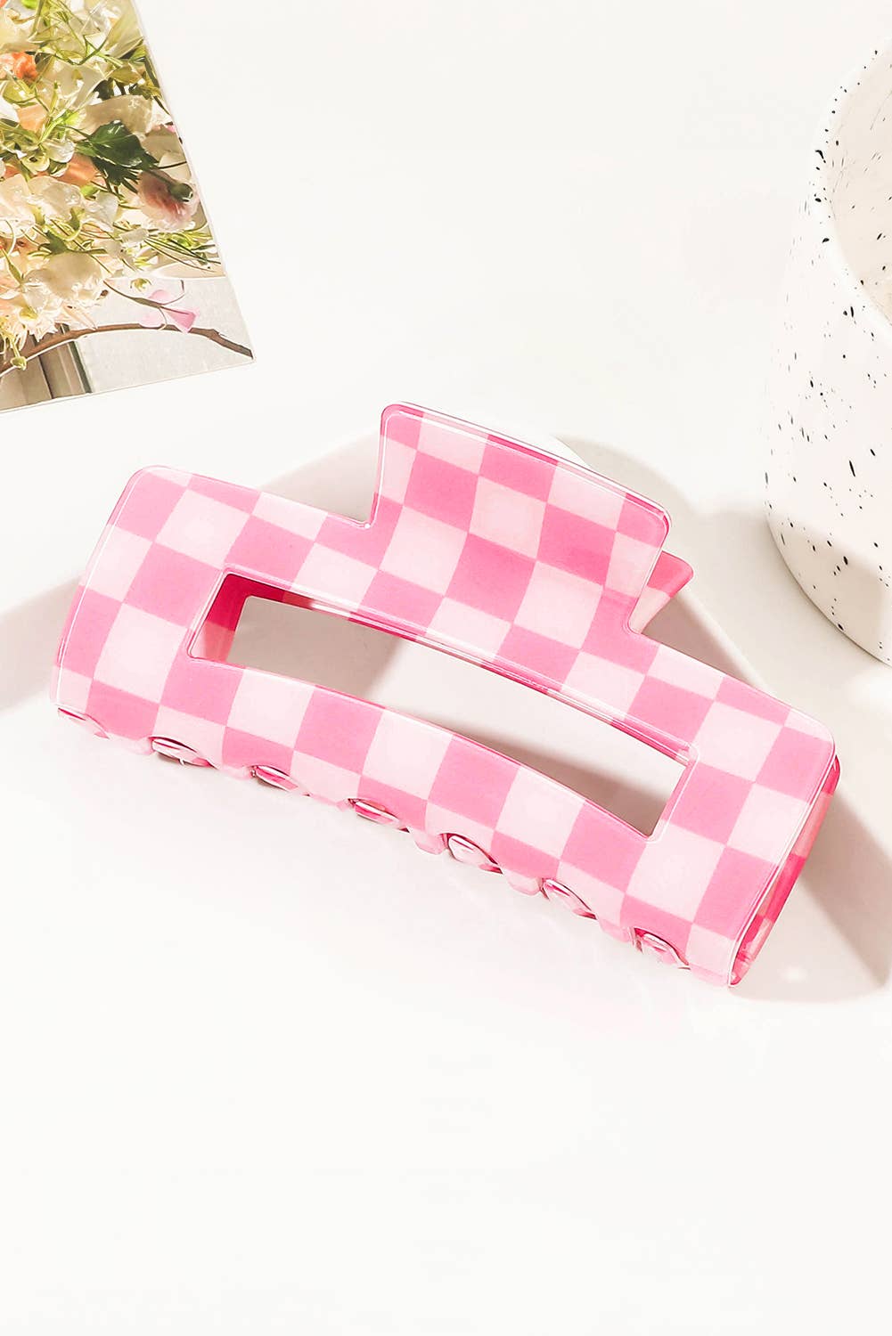 Checkered Print * Hollow Out Hair Clip | One size