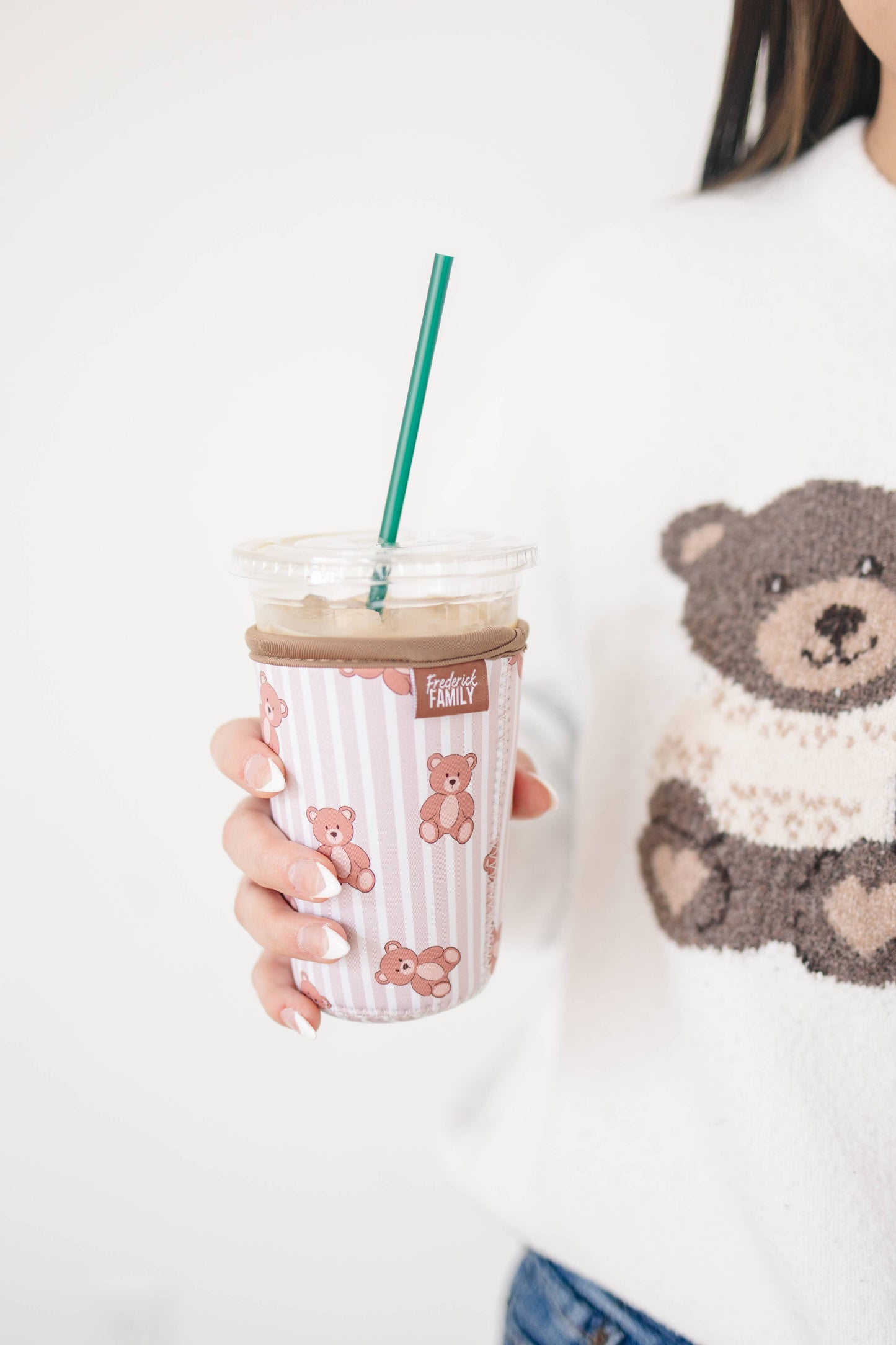 Iced Coffee Drink Sleeve, Beverage Cup Sleeve: #18 brown checker